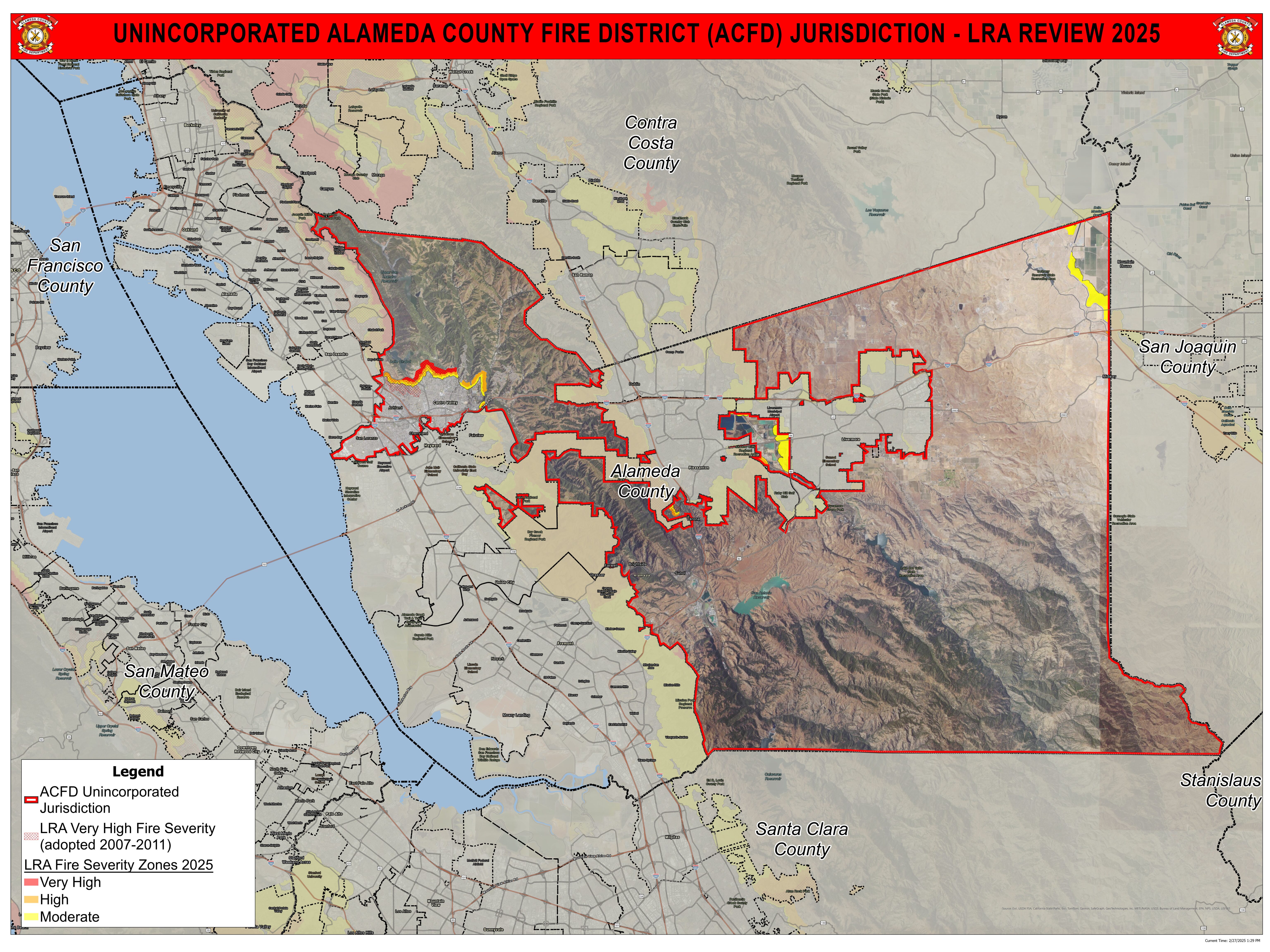 map of fire hazards in Alameda County